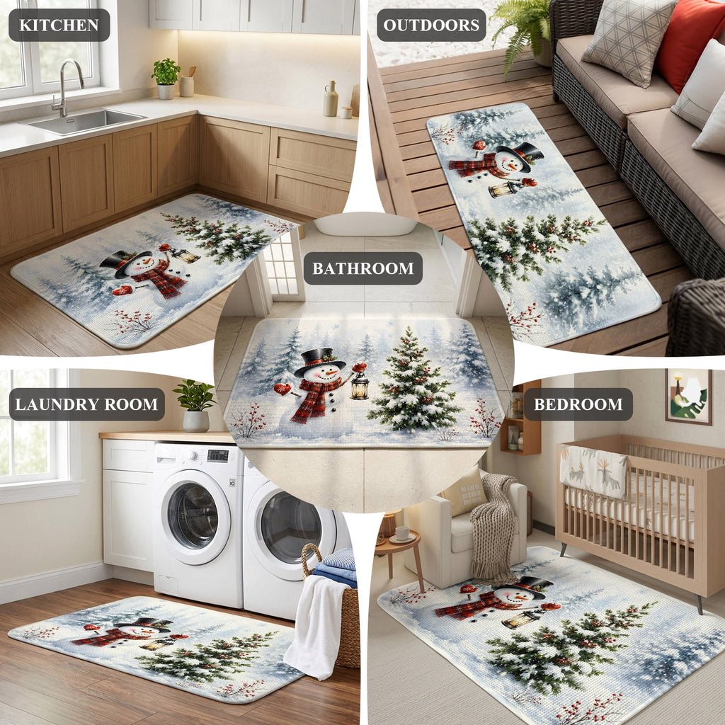 Red Truck Christmas Washable Area Rugs for Living Room Bedroom, Large Non Slip Indoor Floor Carpet Absorbent Xmas Tree Gnomes Navy Blue Snowflake Door Mat Rugs for Bathroom Entryway 63"x90.6"