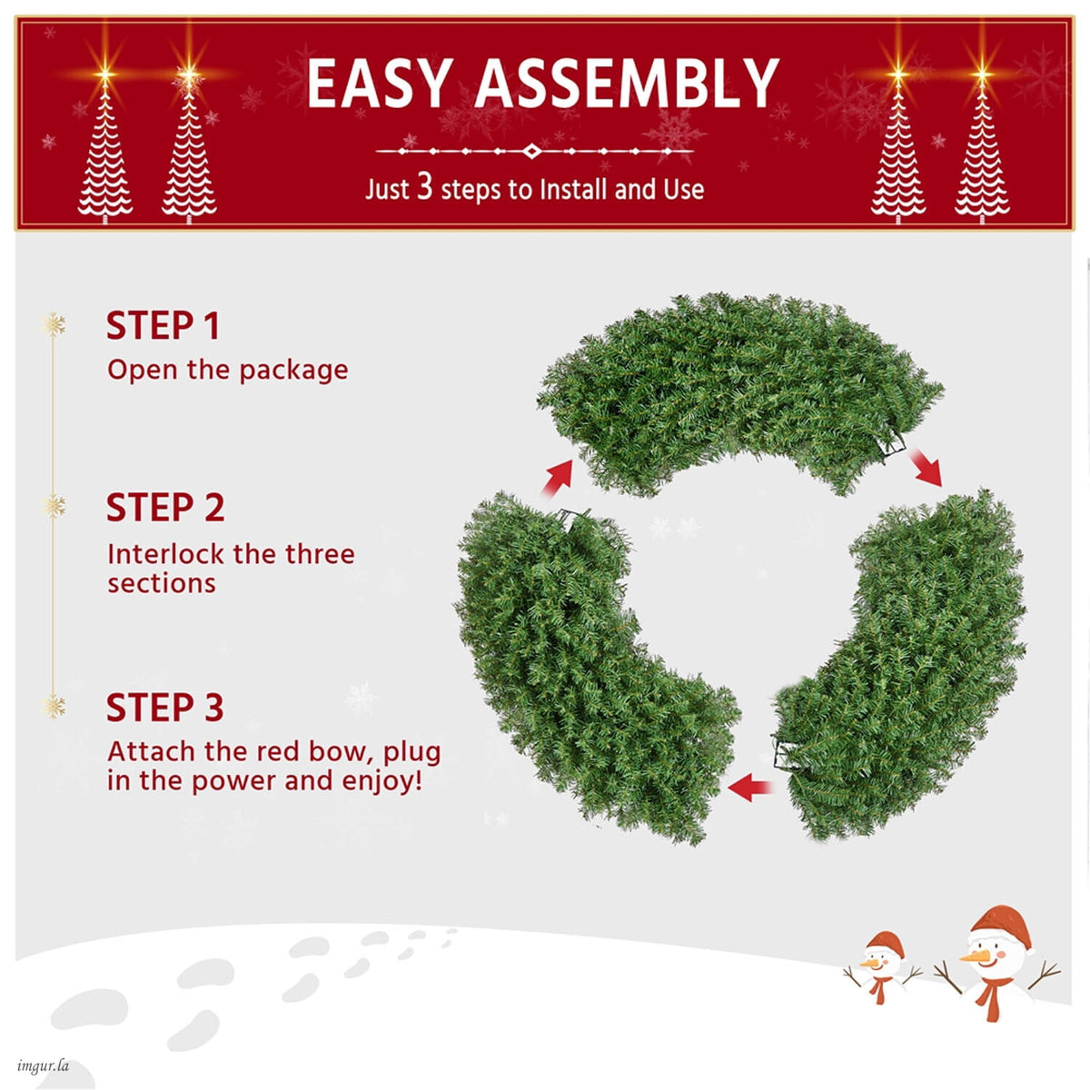 Alden Design 48in Pre-lit Fir Christmas Wreath for Door with 200 LED Lights & 720 Tips, Green