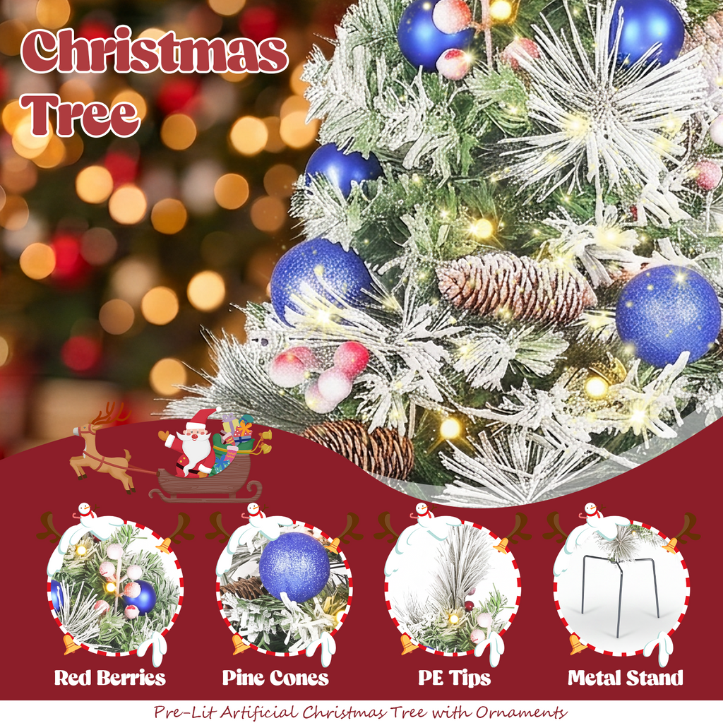 2 Pack 30 inch Prelit Outdoor Christmas Tree, Small Pre-Decorated Green Xmas Tree with Cones & Red Berries, 30 Warm Lights, Urn Filler Holiday Decor for Entrance Driveway, Yard, Garden