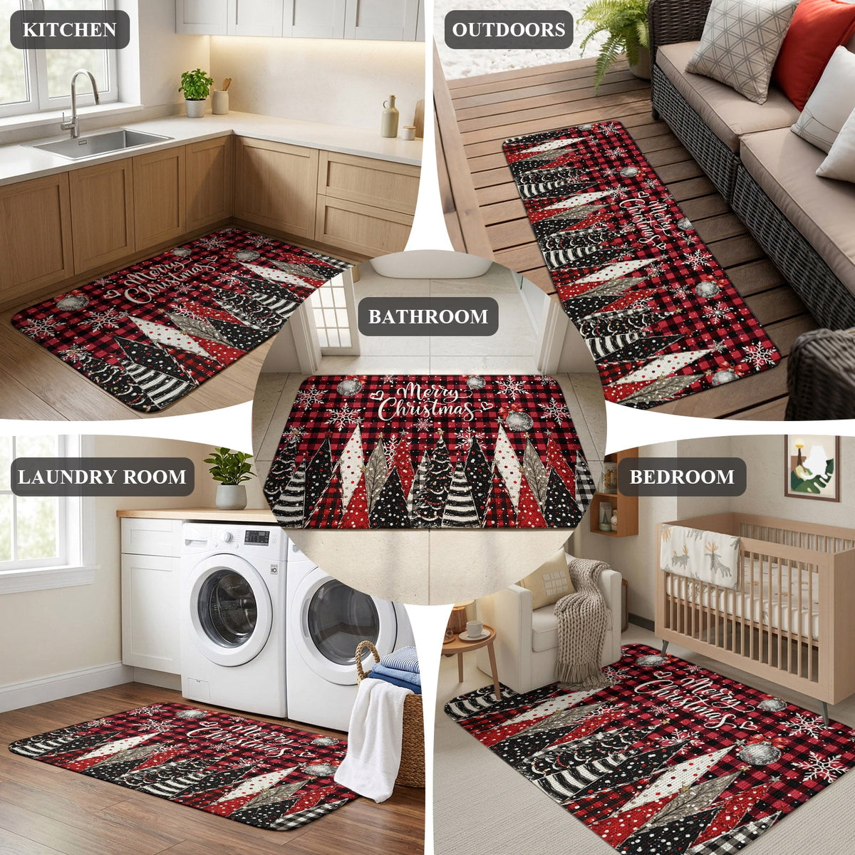 Red Truck Christmas Washable Area Rugs for Living Room Bedroom, Large Non Slip Indoor Floor Carpet Absorbent Xmas Tree Gnomes Navy Blue Snowflake Door Mat Rugs for Bathroom Entryway 63"x90.6"