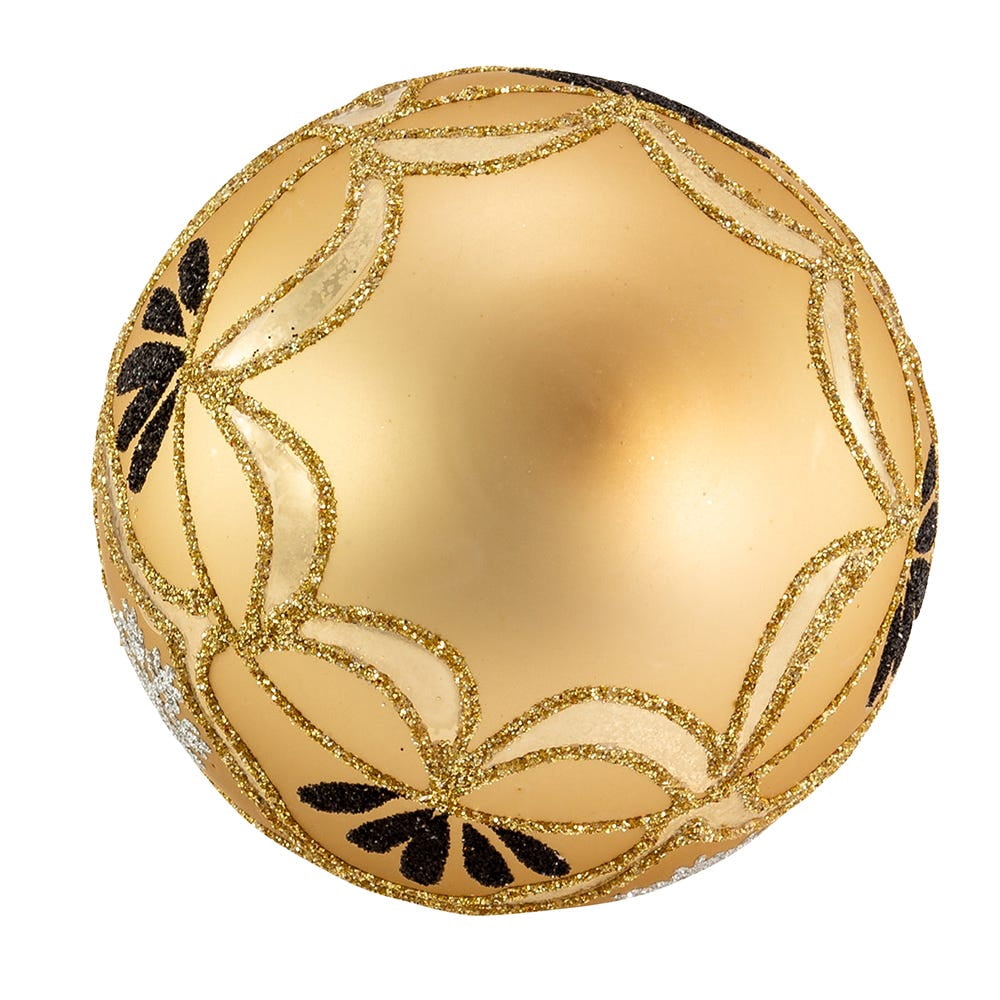 Kurt Adler 80MM Gold and White Glass Ball Ornaments, 6-Piece Box Set
