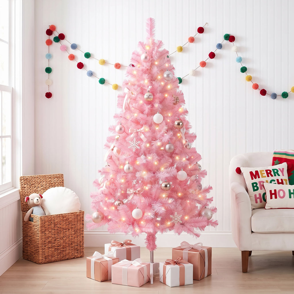 Leyaron Christmas Tree with Lights, 4FT Artificial Small Mini Christmas Tree Decorations for Indoor Holiday Xmas Home Decor, Green