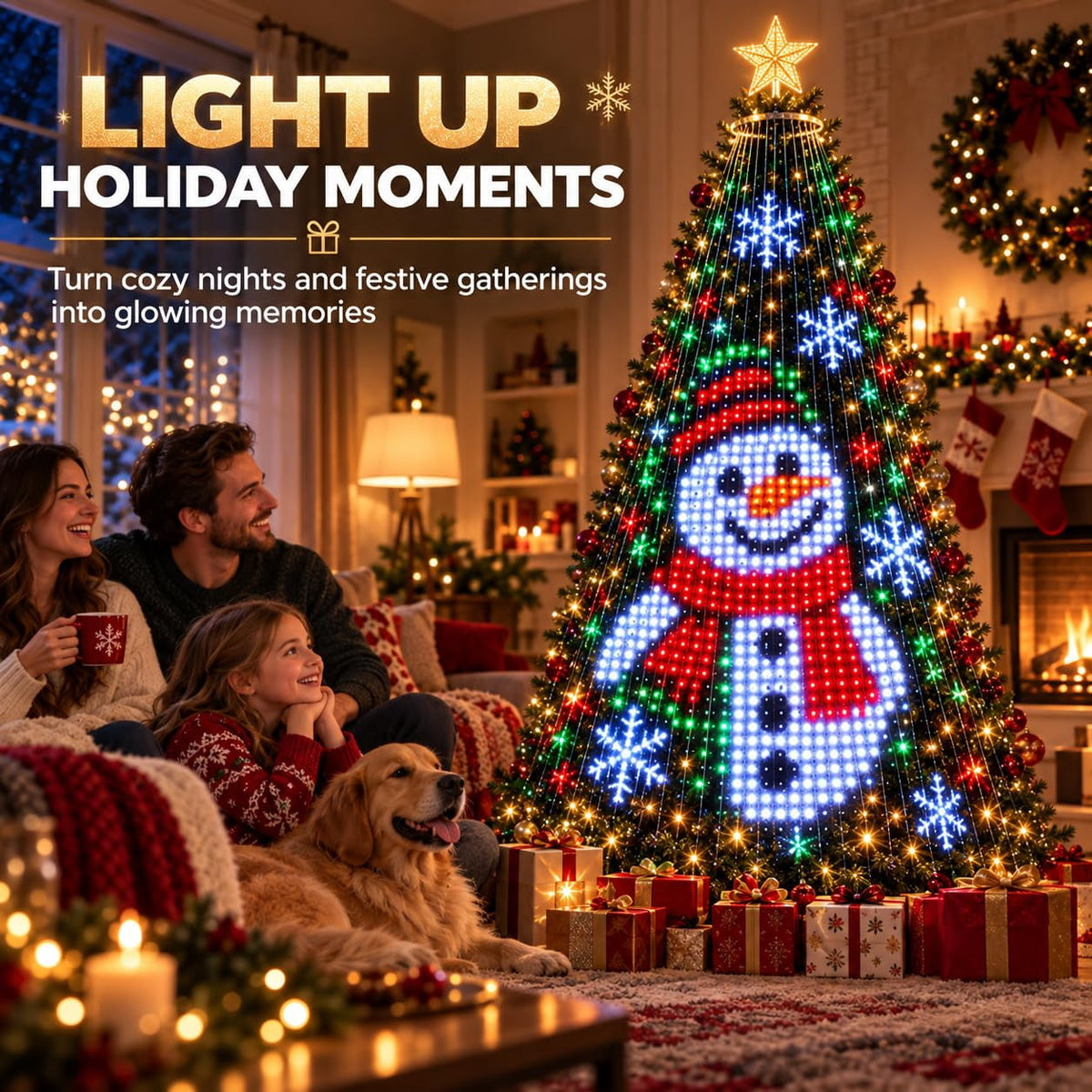 Smart Animated Christmas Tree Lights,Animated Christmas Tree Lights Create Colorful DIY Patterns, Text, And Effects from Your Phone for Trees, Windows, And Walls