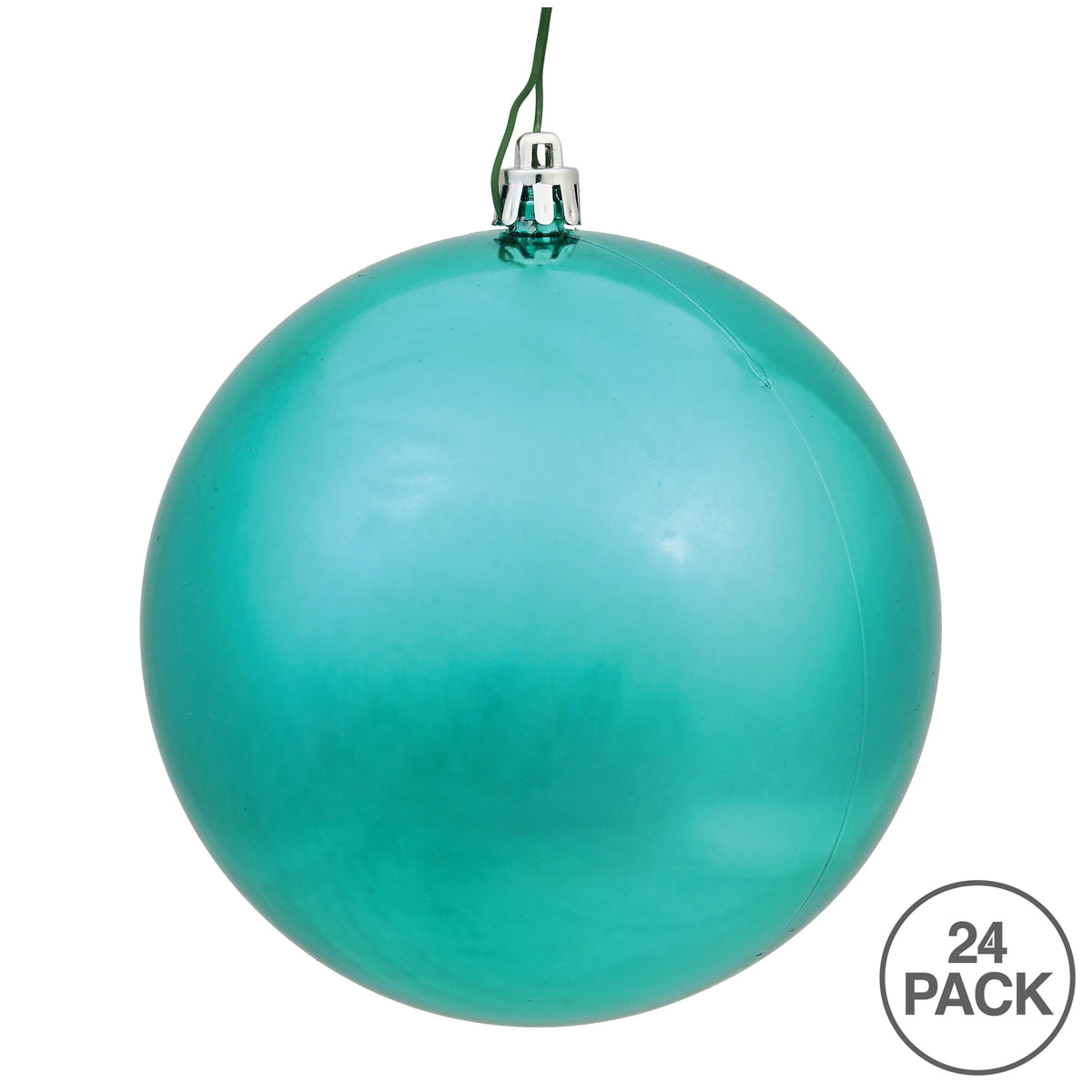 Vickerman 2.4" Christmas Ornament Ball, Silver Shiny Finish, Shatterproof Plastic, UV Resistant, Holiday Christmas Tree Decoration, 24 Pack