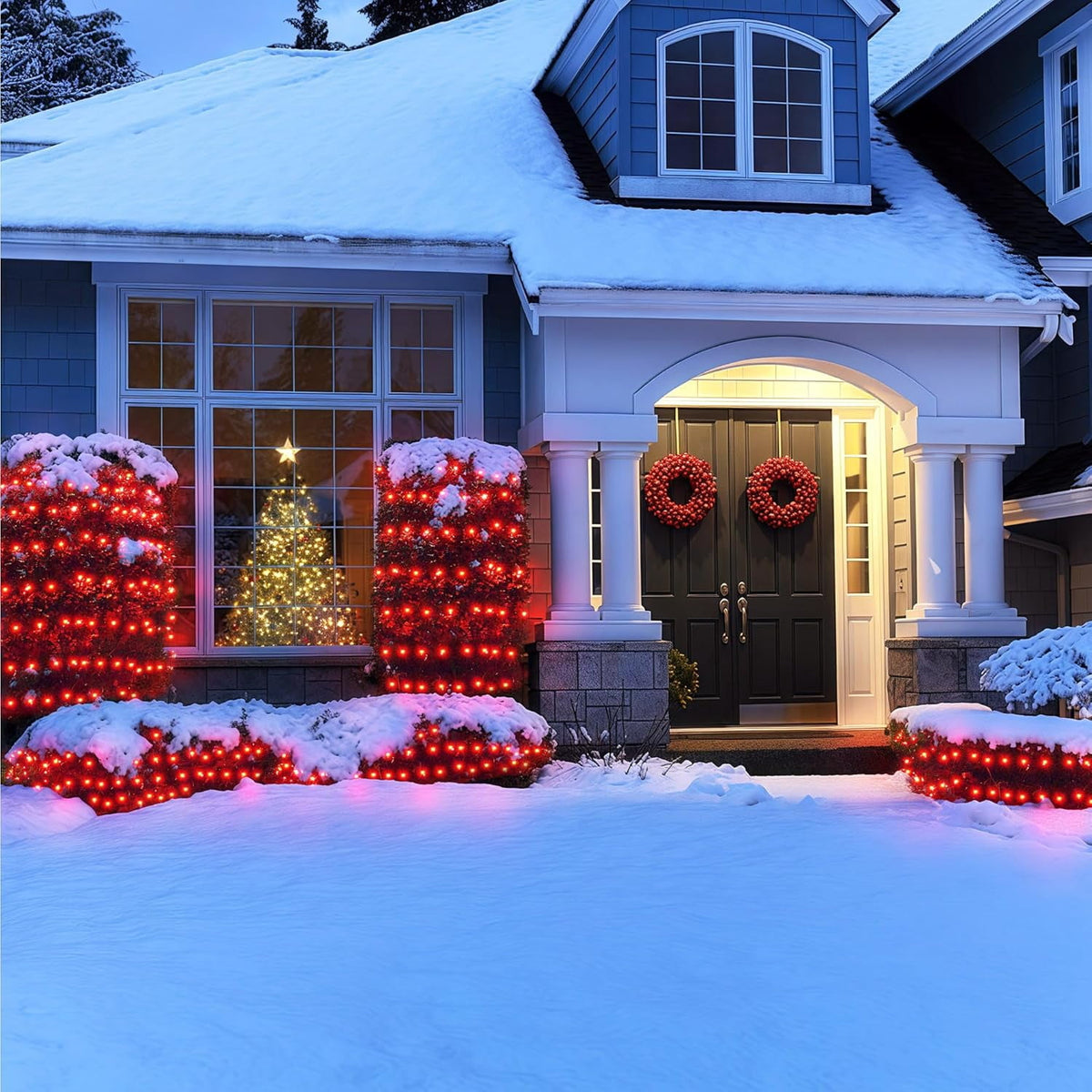 Christmas Net Lights Outdoor, 192 LED 9.8Ft x 6.6Ft Net Lights, Waterproof Christmas Outdoor Mesh Lights for Tree Bushes Holiday Party Garden, Holiday Wedding Party Decorations