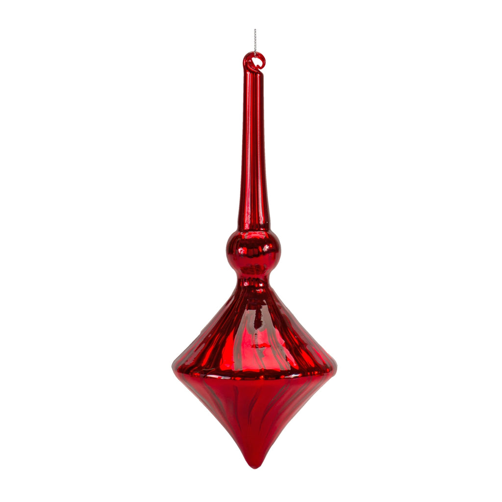 Modern Red Finial Drop Ornament Set of 6