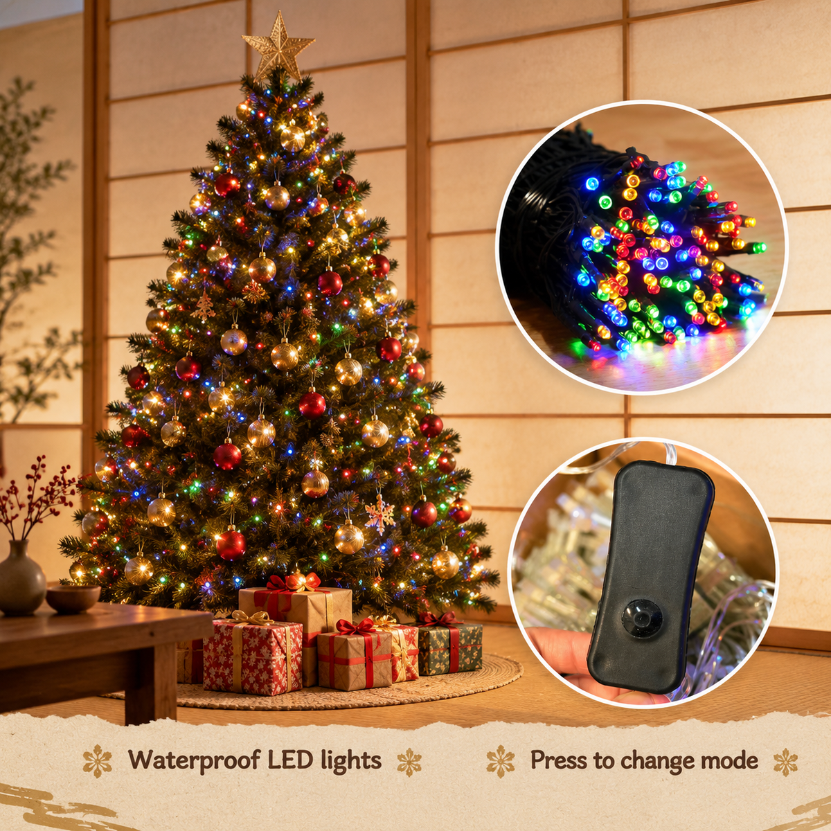 448 LED RGB Color Changing Waterfall Christmas Tree Topper Lights with App and Remote Control