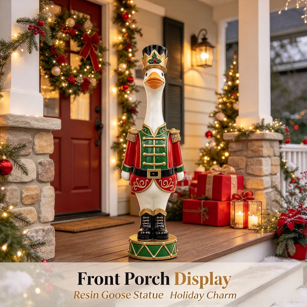 15.7 Inch Resin Nutcracker with Velvet Bow, Christmas Farmhouse Decor, Large Rattan Imitation Soldier Figurine for Floor Mantel Table Home,Rustic Winter Holiday Outdoor Decor,2PCS