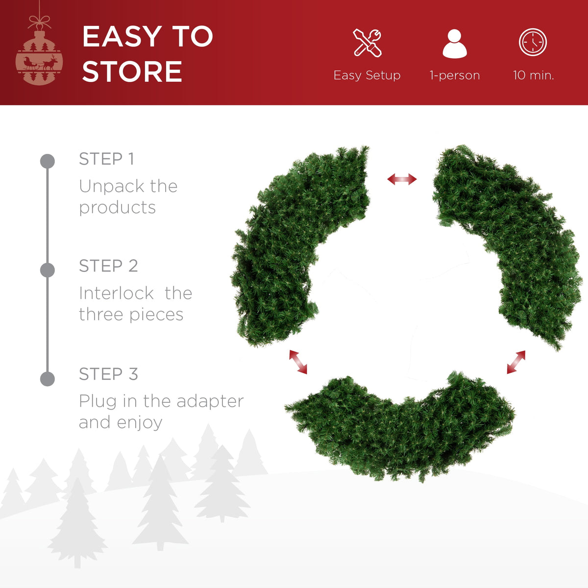 Best Choice Products 48in Artificial Pre-Lit Fir Christmas Wreath Decoration w/ 250 LED Lights, 714 Tips, Power Plug-In