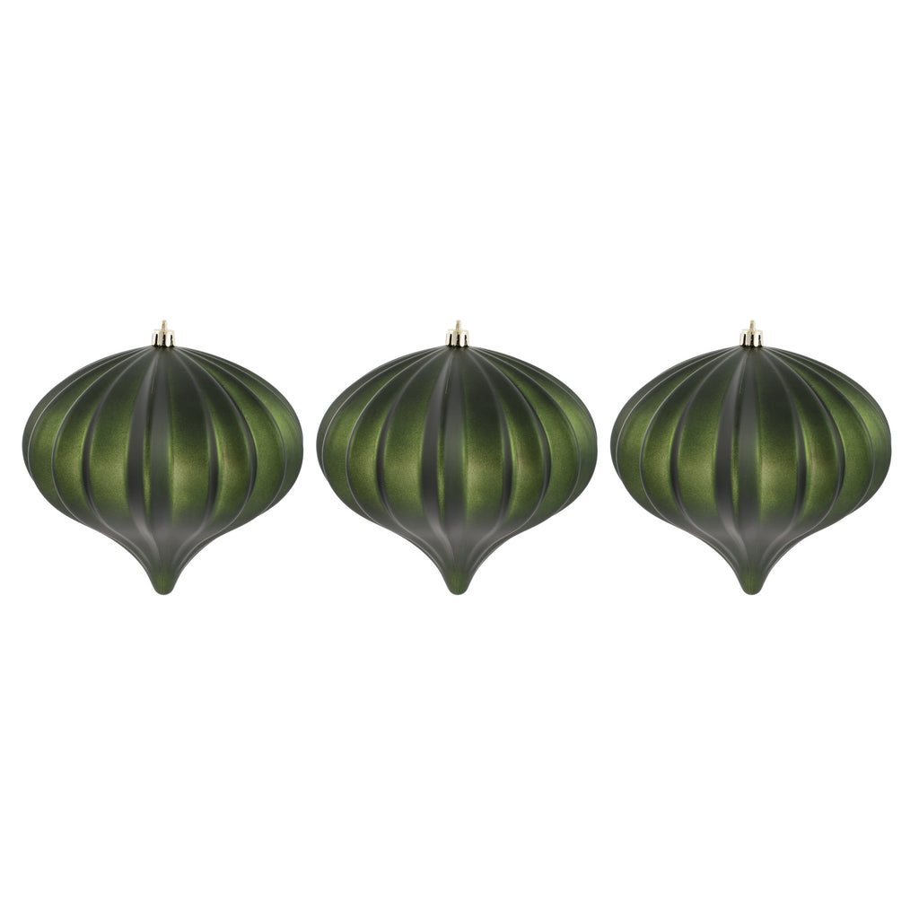 Vickerman 5.7" Burnished Orange Matte Onion Christmas Ornament, UV treated, Set of 3