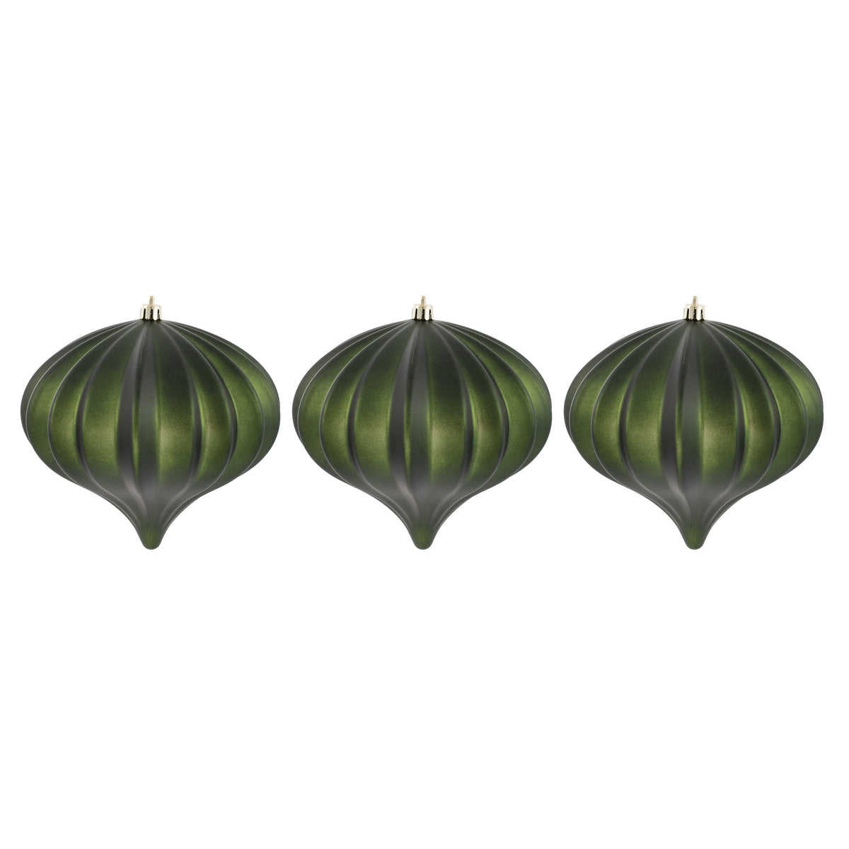 Vickerman 5.7" Burnished Orange Matte Onion Christmas Ornament, UV treated, Set of 3
