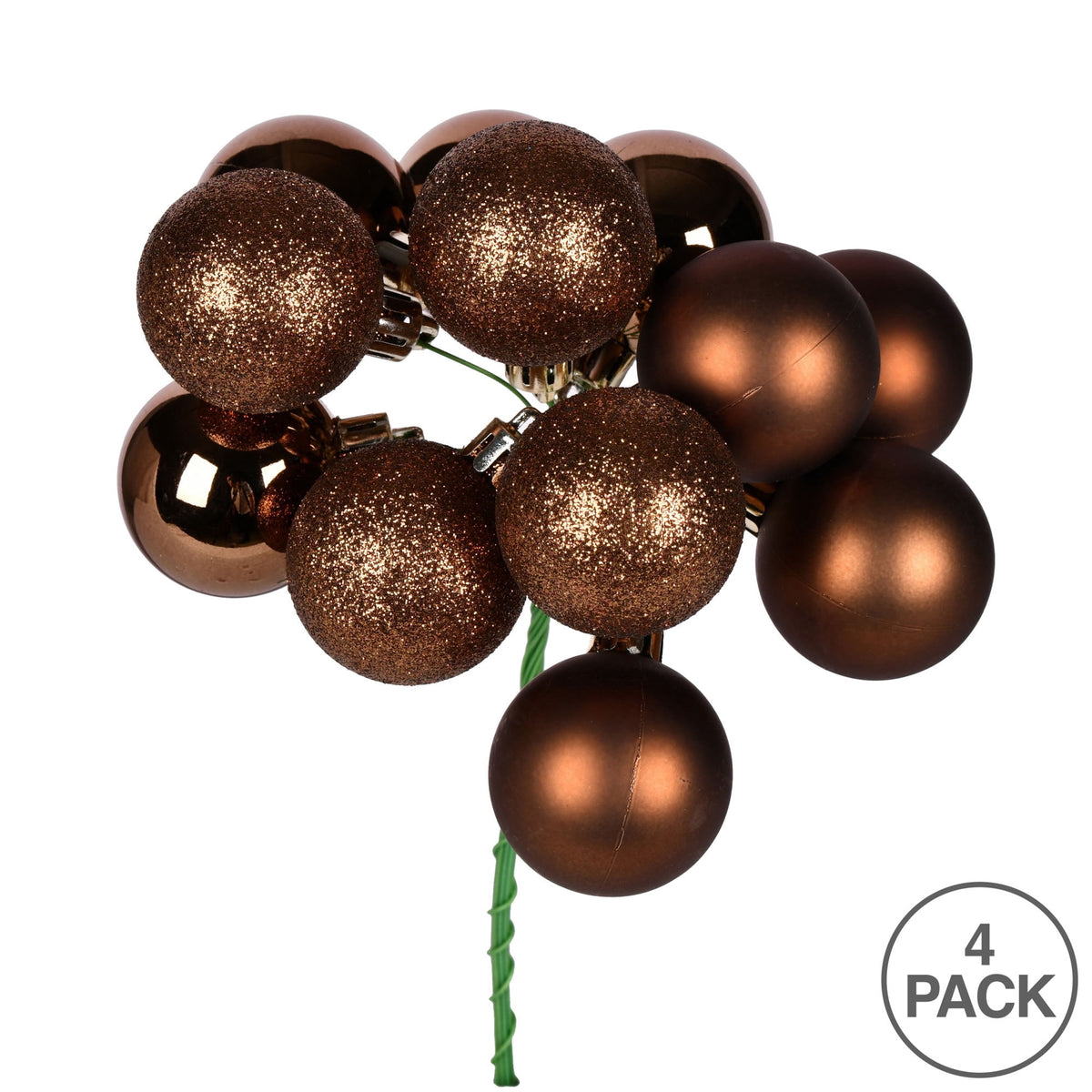 Vickerman 12" Burgundy Ball Ornament Christmas Pick, 4 per set