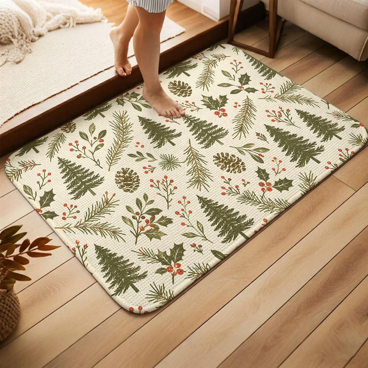 Red Truck Christmas Washable Area Rugs for Living Room Bedroom, Large Non Slip Indoor Floor Carpet Absorbent Xmas Tree Gnomes Navy Blue Snowflake Door Mat Rugs for Bathroom Entryway 63"x90.6"