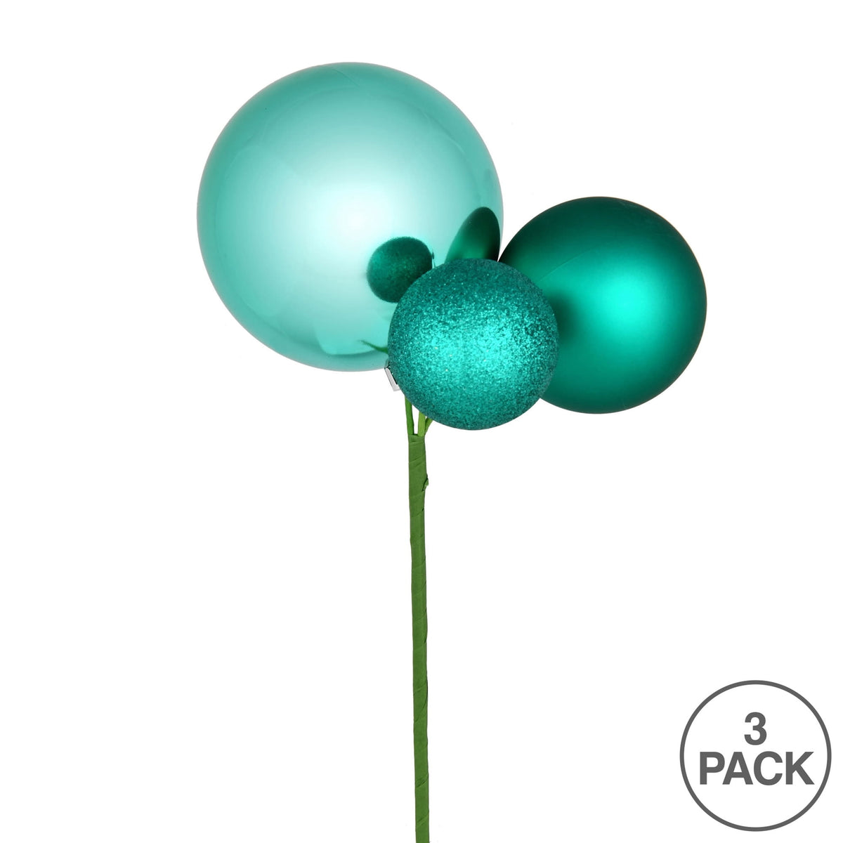Vickerman 18" Honey Gold Orn Pick 3 per Bag. Features shiny, matte and glitter ornaments.