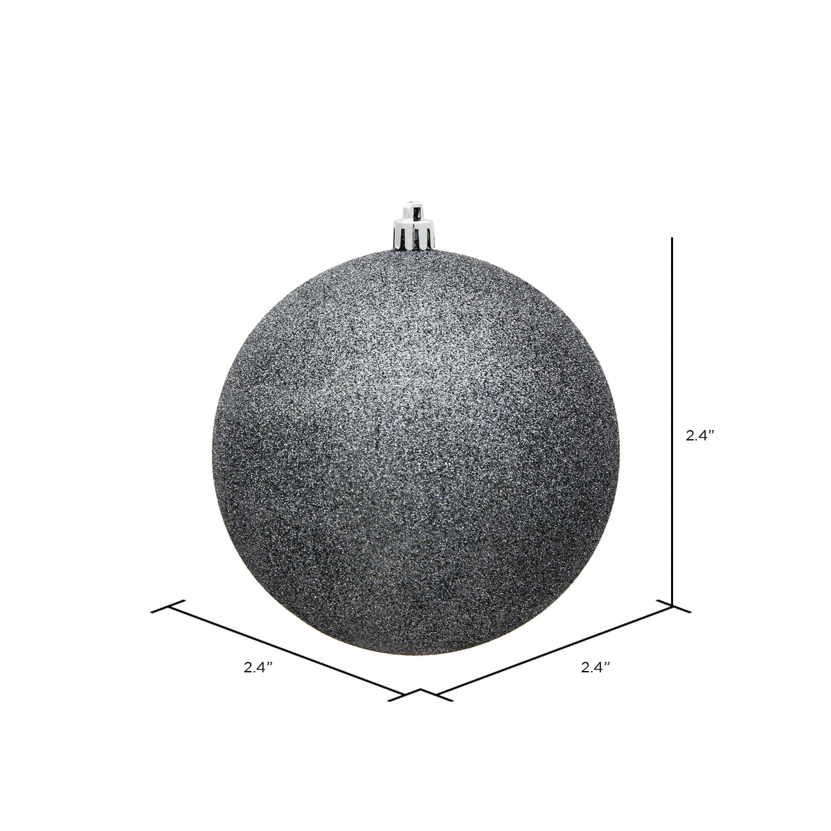 Vickerman 2.4" Christmas Ornament Ball, Silver Shiny Finish, Shatterproof Plastic, UV Resistant, Holiday Christmas Tree Decoration, 24 Pack