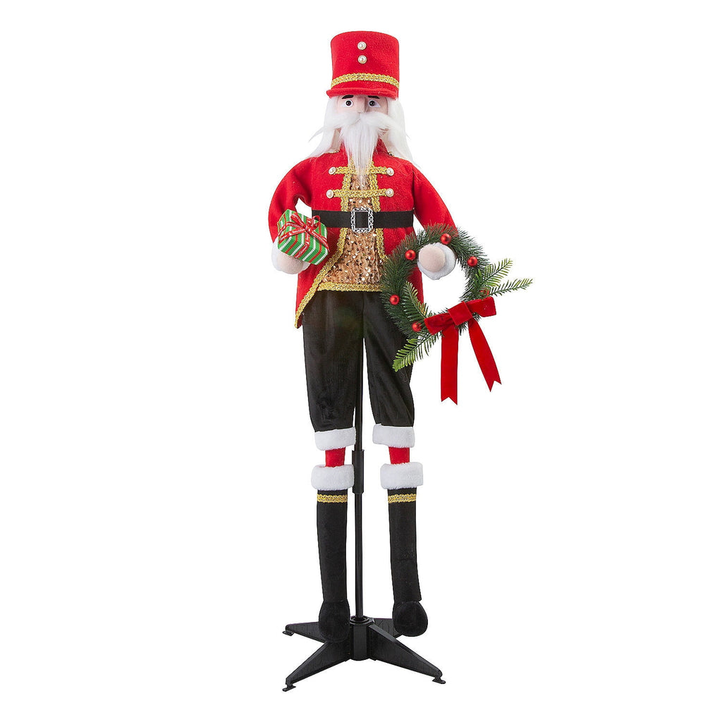 16" x 46" Christmas Animated Standing Nutcracker Decoration with Wreath