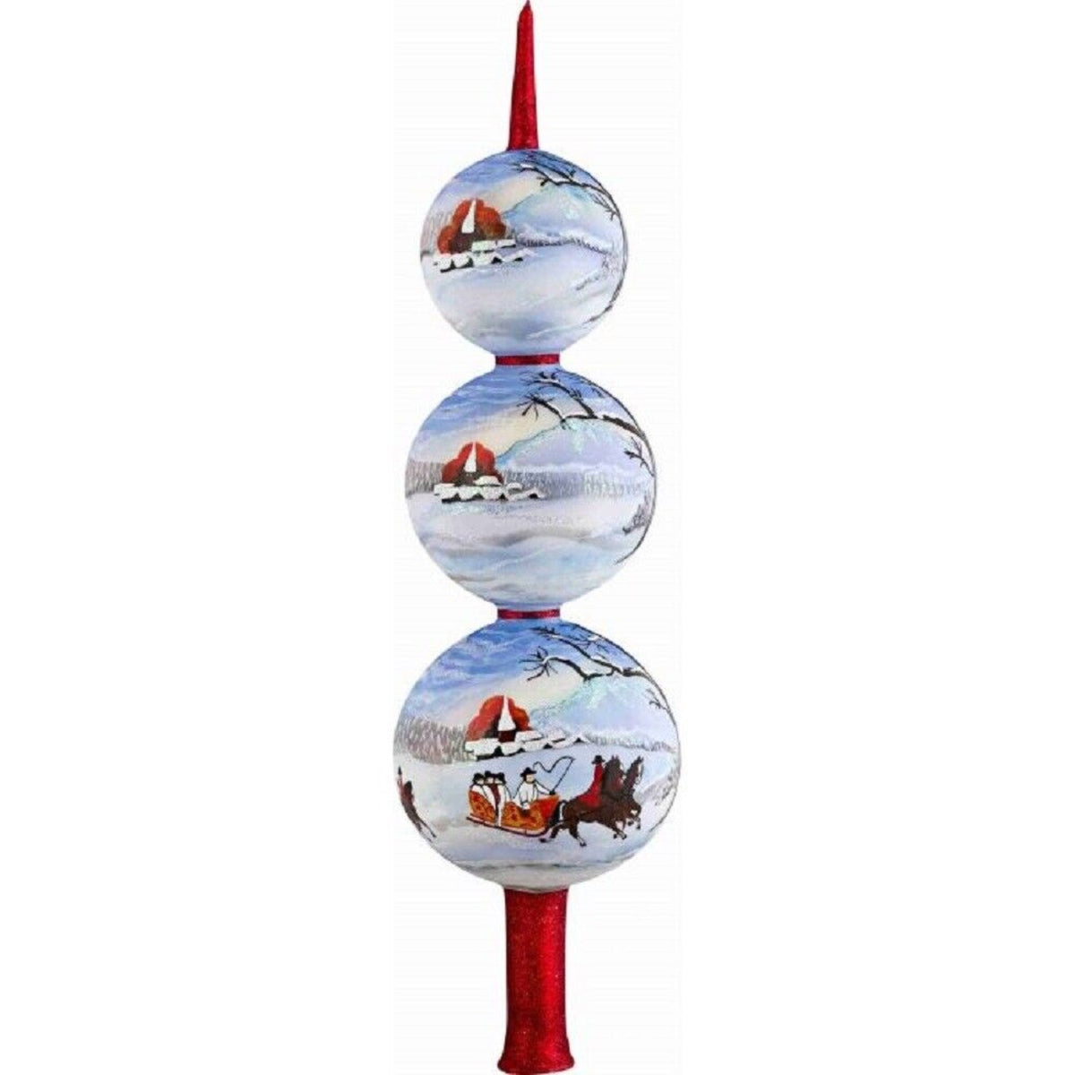 Zakopane Sleigh Ride Finial Polish Glass Christmas Tree Topper