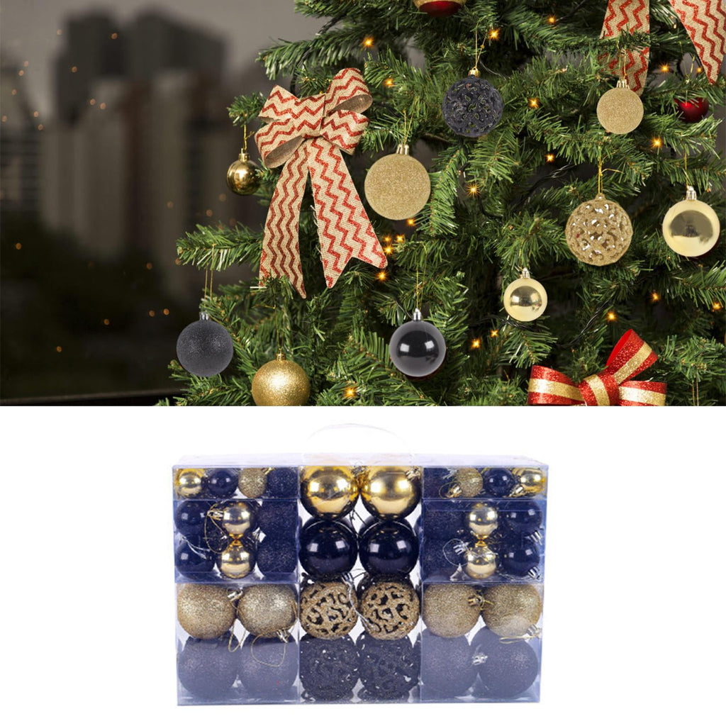 100 Pieces Christmas Balls Ornaments Pendants for Holiday Wreath Celebration Black and Gold