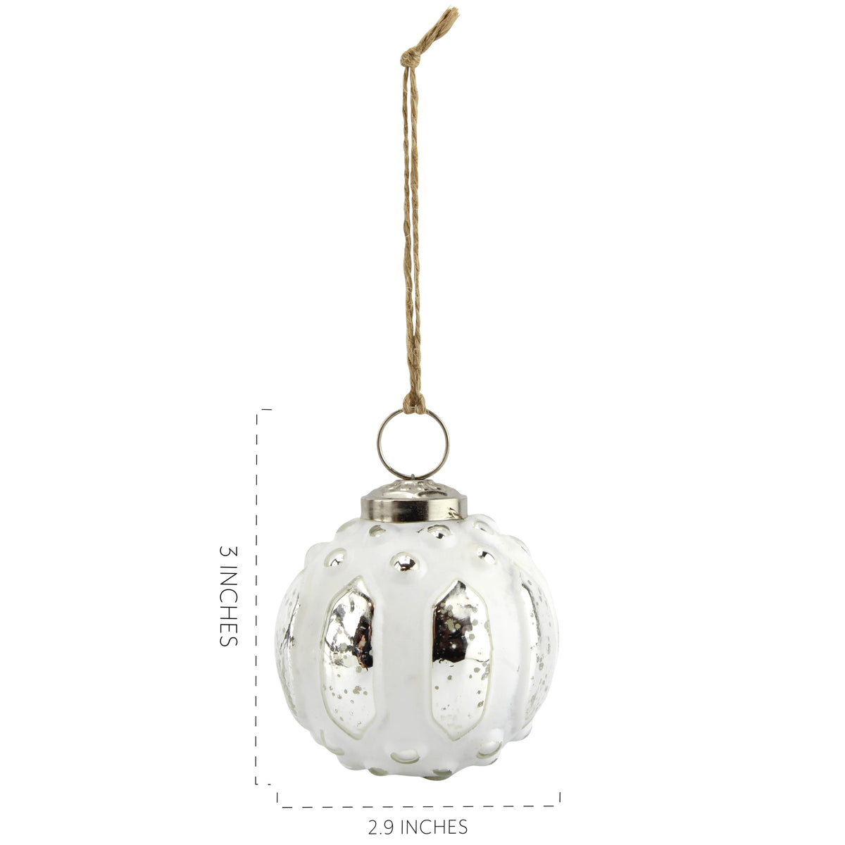 AuldHome Design Farmhouse Ball Ornaments (Set of 6, Gold/Silver); Distressed Metal Glass Ball Vintage Style Christmas Decorations