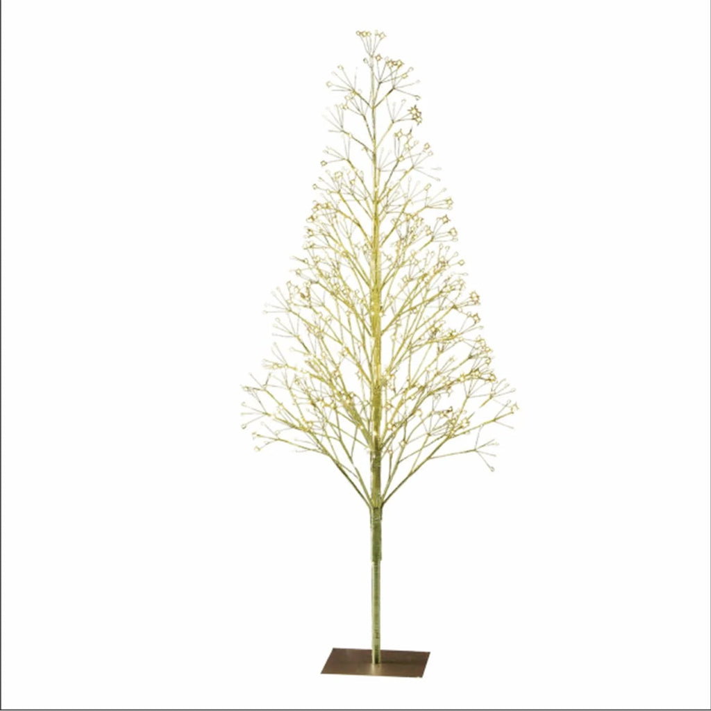 11.8Inch Pre-Lit Starburst Gold Artificial Christmas Tree with Warm White Twinkling LED Lights