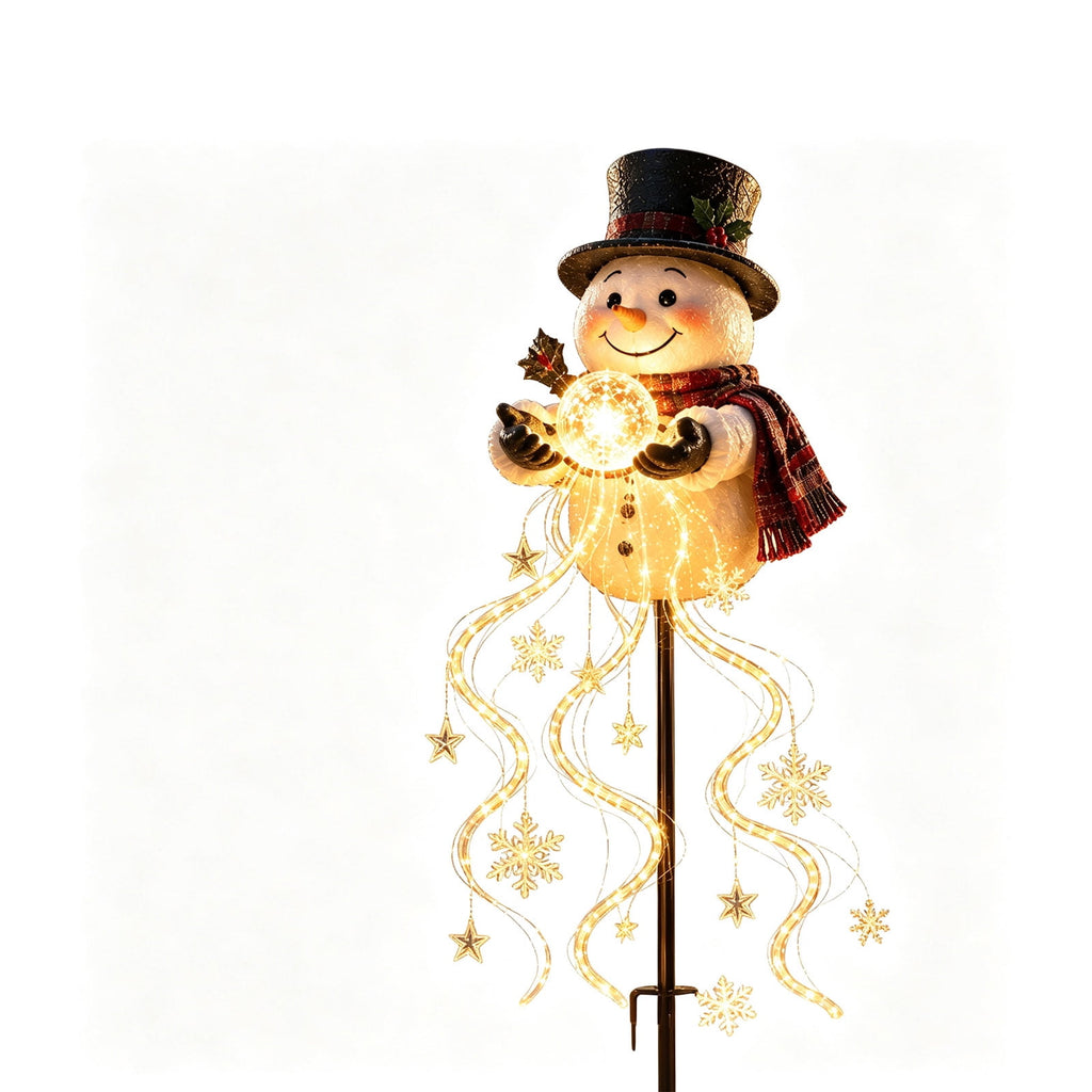 Clearance Christmas Solar Santa Magic Fountain Light - 32" Flowing Snowflake LED Garden Stake Light, Christmas Decorations Outdoor for Yard Porch