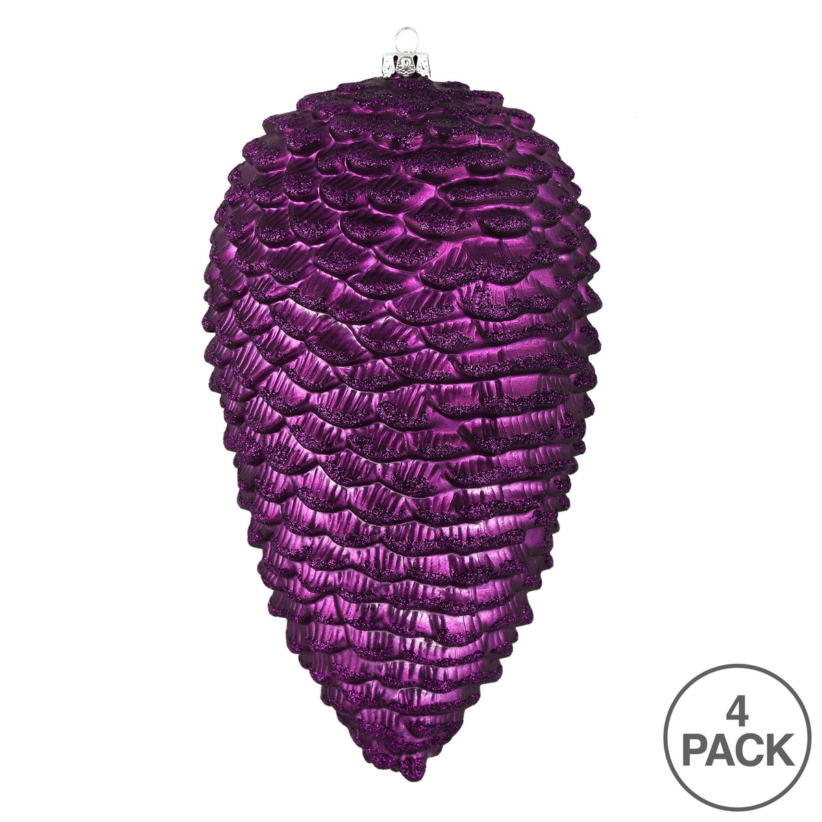Vickerman 10" White Matte Glitter Pinecone Christmas Ornament, Pack of 2