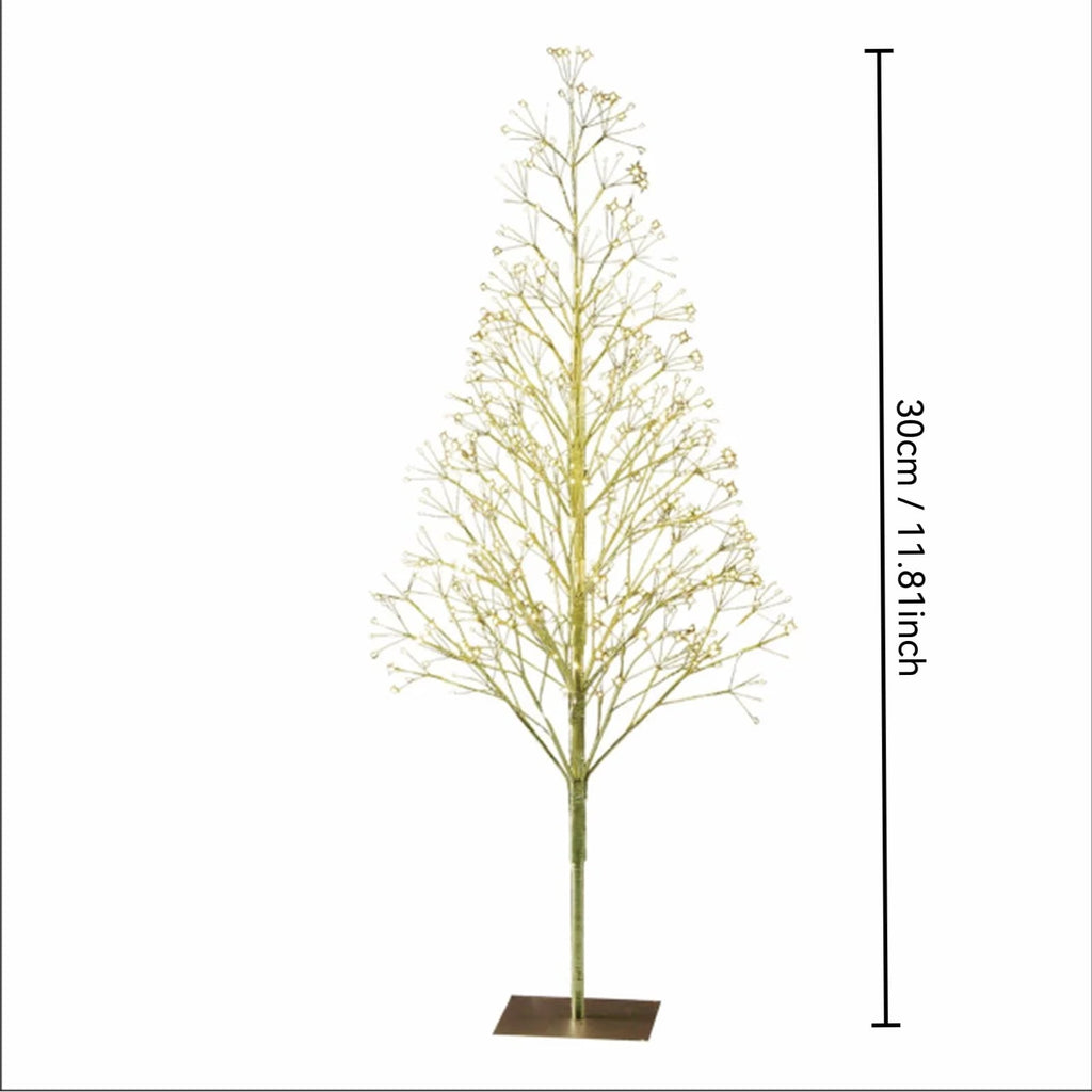 11.8Inch Pre-Lit Starburst Gold Artificial Christmas Tree with Warm White Twinkling LED Lights