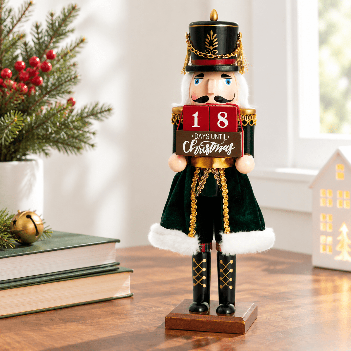 12-inch Wooden Christmas Nutcracker Countdown Decorative Advent Figure