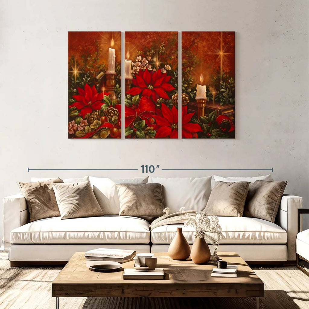 Elephant Stock Moonlit Skaters Wall Art - Horizontal Multi Panel Canvas - Living Room Wall Decor - Holiday Multi Panel - Blue And White Decor By Marilyn Dunlap - 74" x 48"