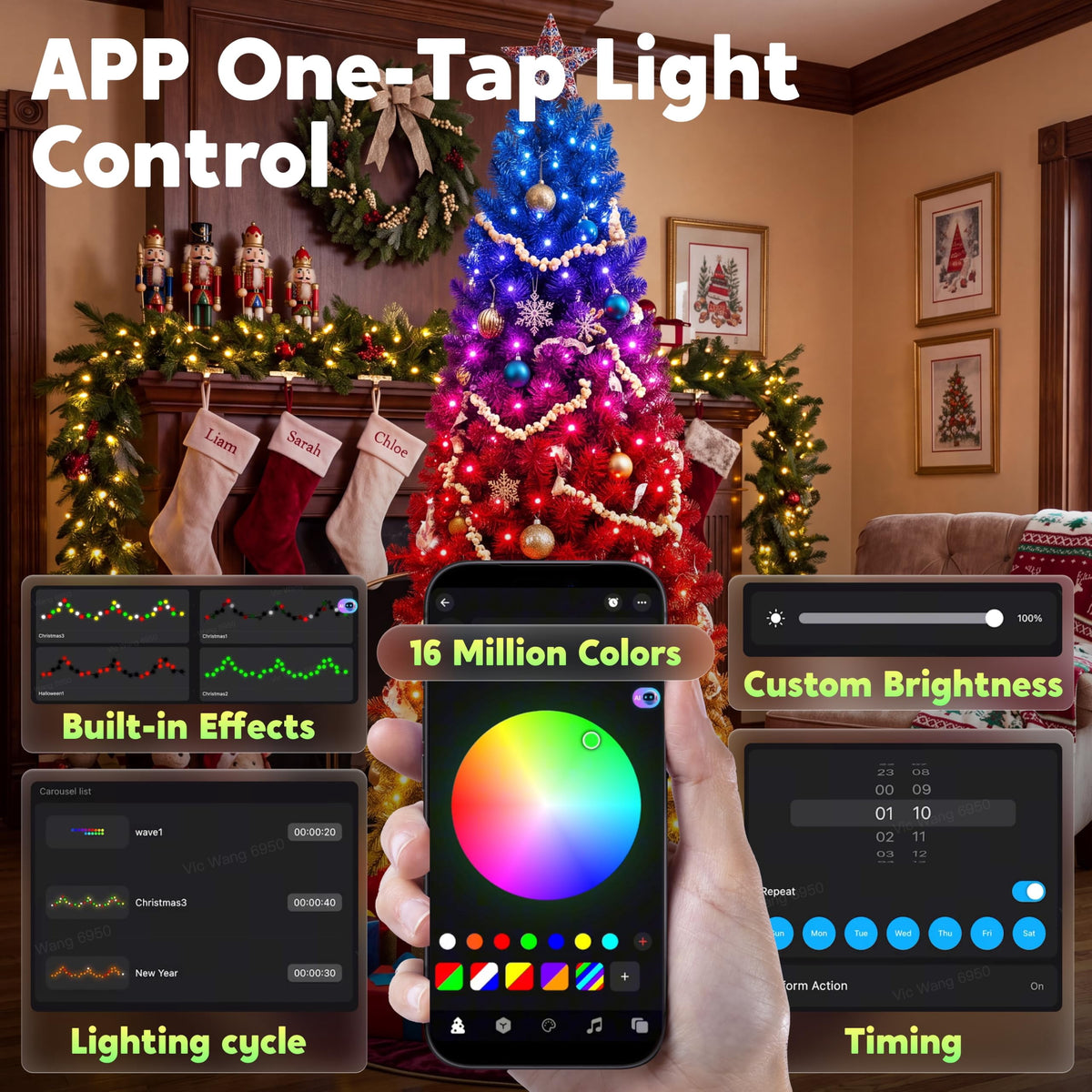 Joyfy 6 FT Prelit Slim Christmas Tree with 250 RGB Lights,App & Remote Control,Hinged Branches,Gloves & Metal Base Included,Easy Setup,Realistic Artificial Pencil Tree for Xmas Indoor Holiday Decor