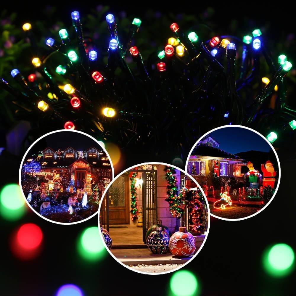 Somnr Christmas Lights Solar String Lights 72ft 200 LED Fairy Lights 8 Modes Ambiance Lighting for Outdoor Patio Lawn Landscape Garden Home Wedding (MultiColor)