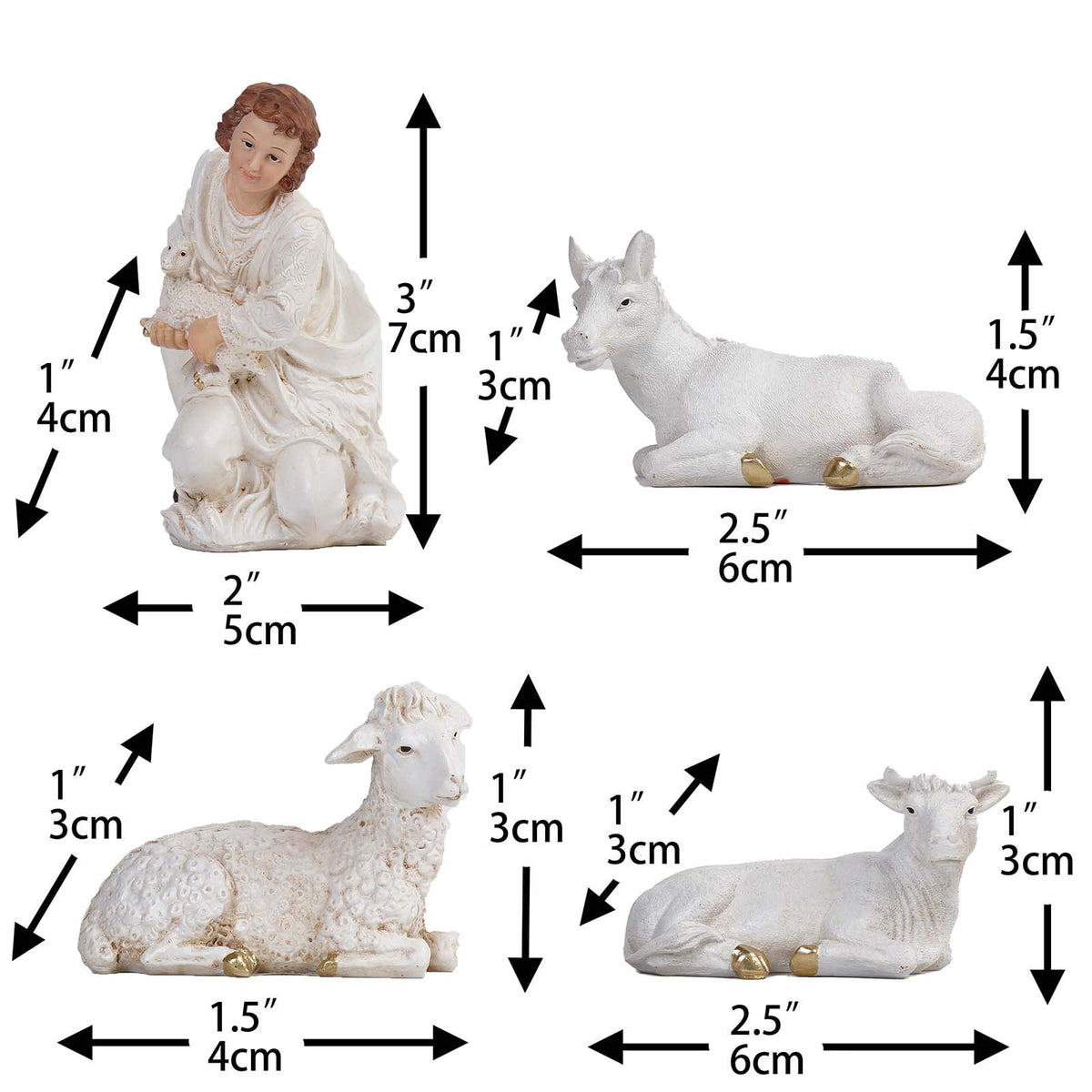 Zayton 5.5 Inch Christmas Nativity Set, 11-Piece White Resin Decorative Figurines