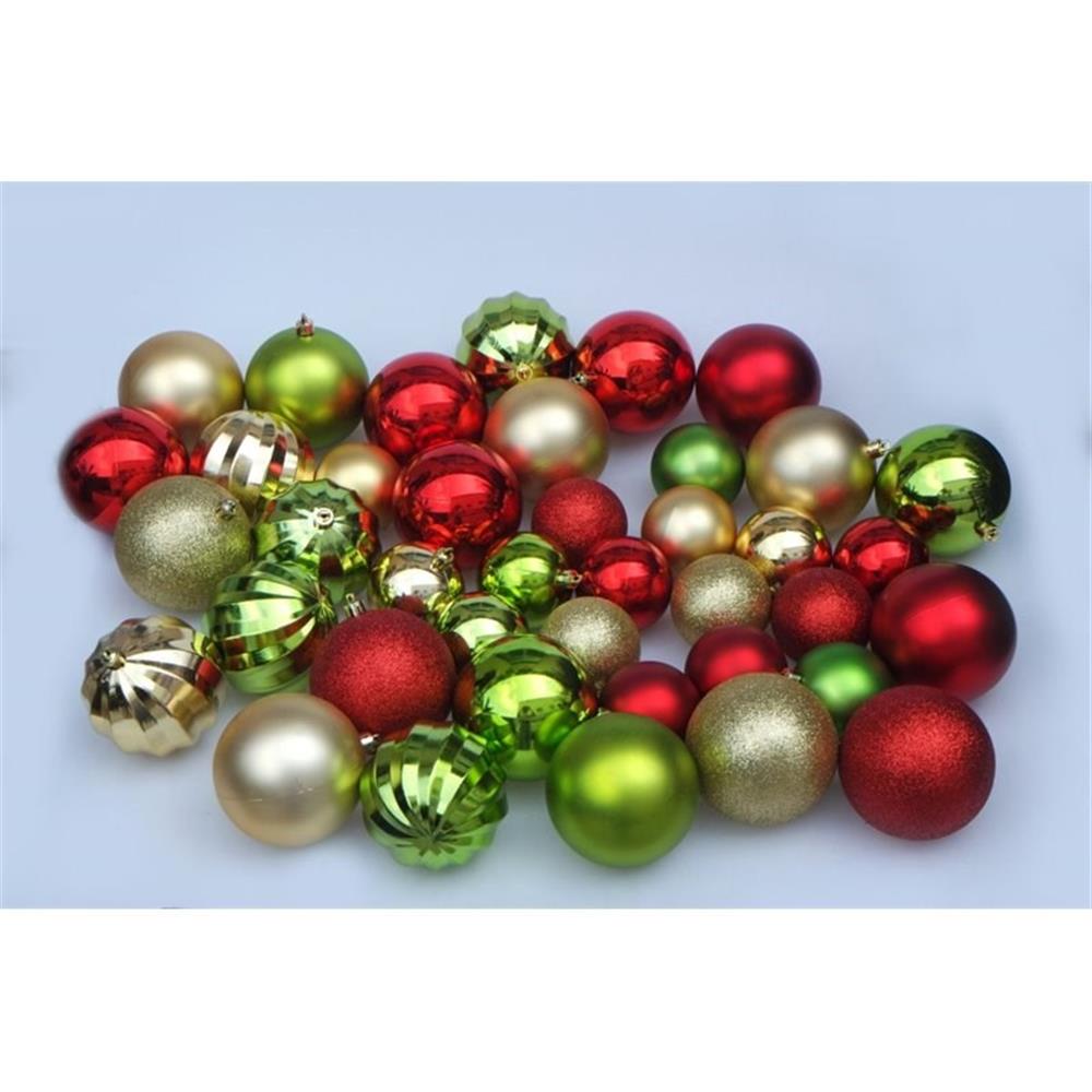 Jeco 40 Piece Christmas Tree Ornament Set in Red Green and Gold