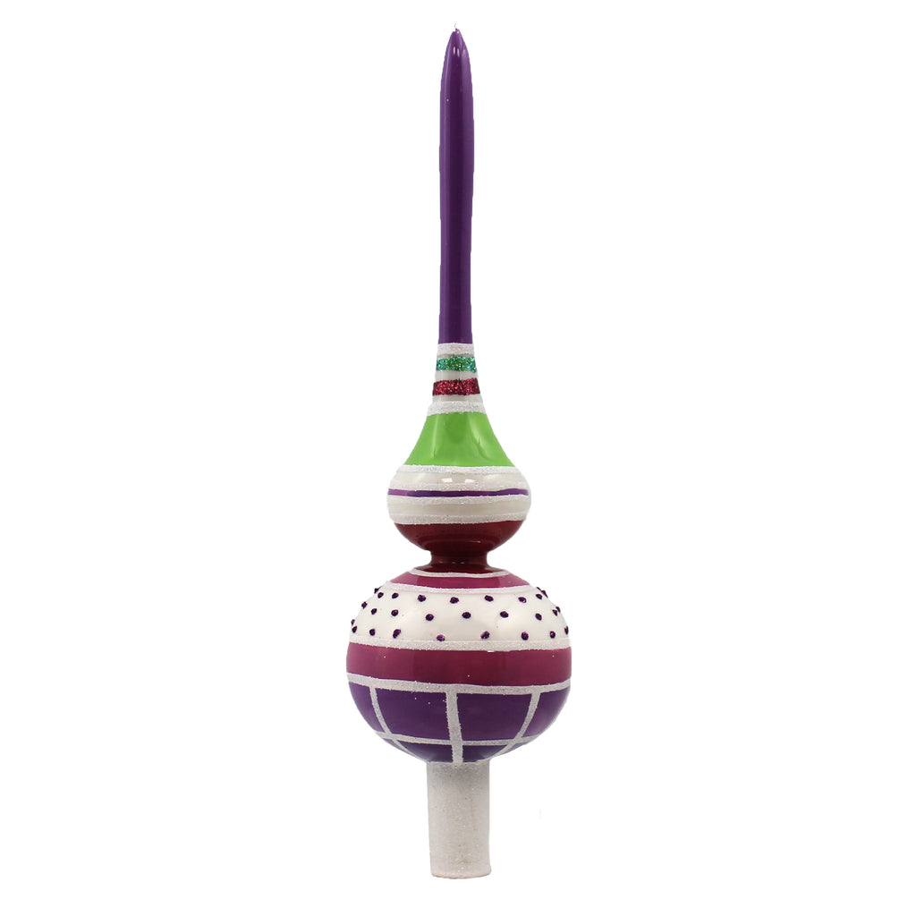 Santa Land 12.00In Visions Of Candyland Finial, Glass, Tree Topper Christmas 20M2010