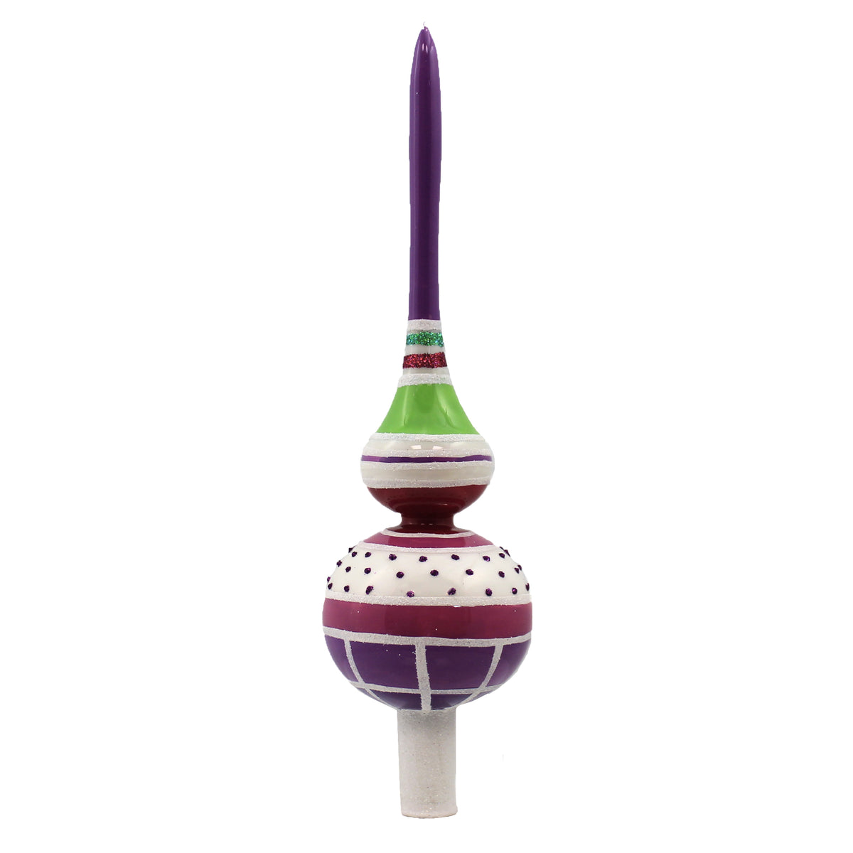Santa Land 12.00In Visions Of Candyland Finial, Glass, Tree Topper Christmas 20M2010