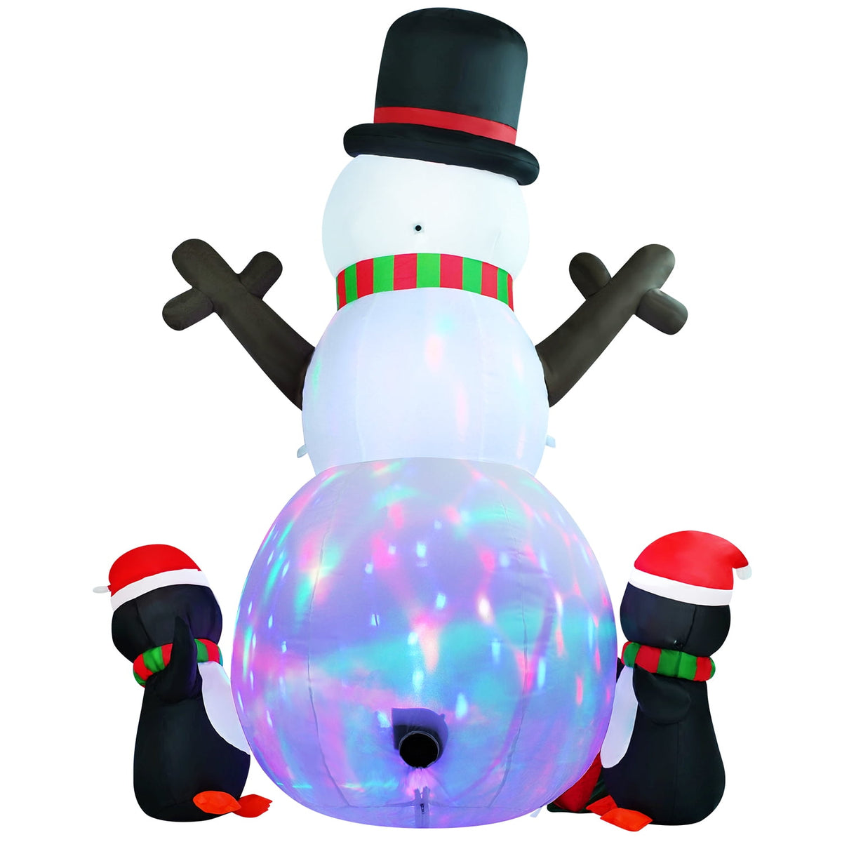 Yexmas 6FT Christmas Snowman Inflatables,Outdoor Snowman Decor with Penguins & Gift Boxes,Xmas Blow Up Yard Inflatables for Party Indoor Garden Lawn Decor