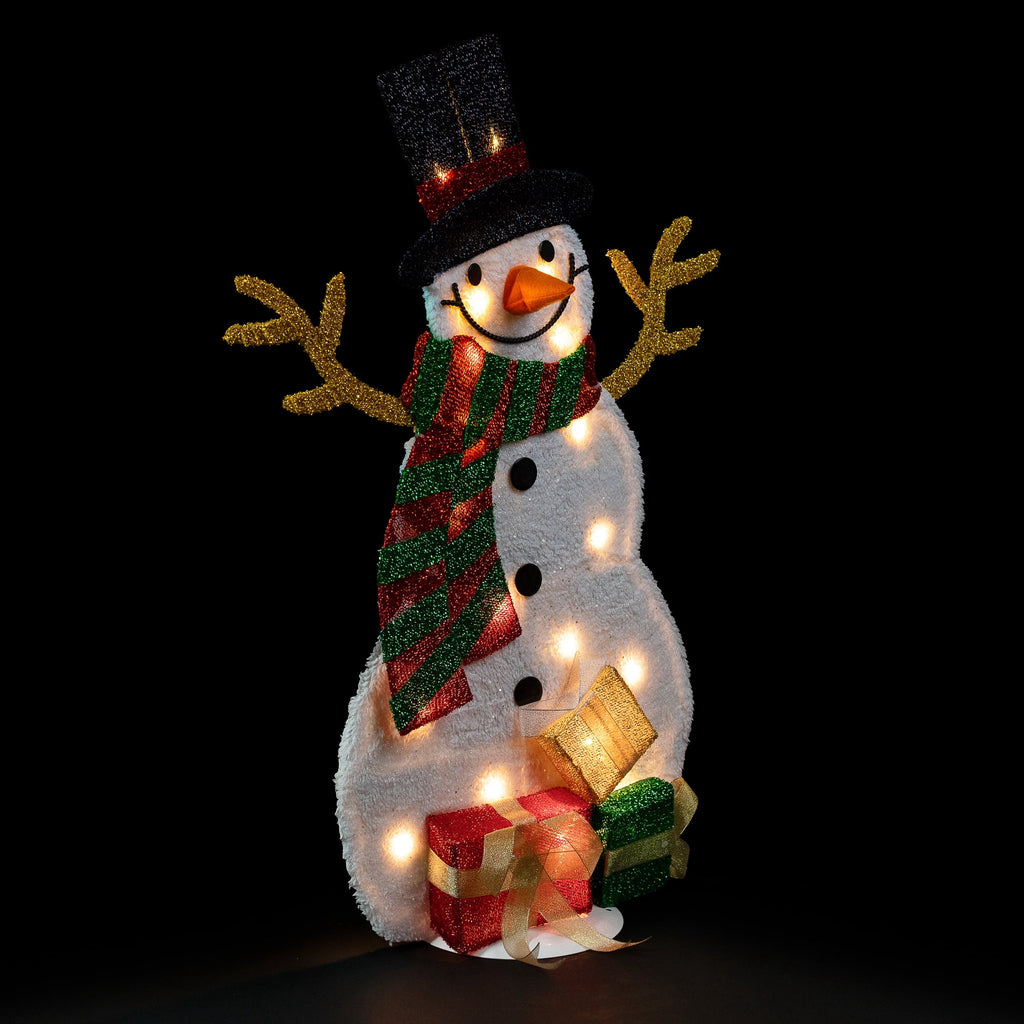 Northlight Lighted Smiling Snowman with Gifts Outdoor Christmas Decoration - 31" - Clear Lights