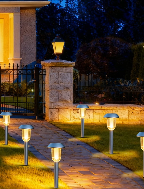 SUNLINKCO Solar Garden Lights Outdoor, 8 Pack Solar Powered Lawn Lights, 3000K Warm White, Outside Waterproof Decor Landscape Lighting, Auto On/Off, Walkway Light for Pathway, Yard, Driveway