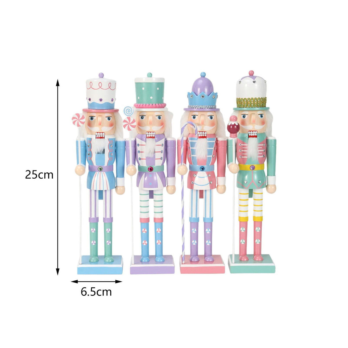 4 Pieces Christmas Nutcracker Ornaments Wooden Nutcracker Doll Decorative Statues Puppet for Shelves Home Decor Festival Xmas Gifts Holiday M