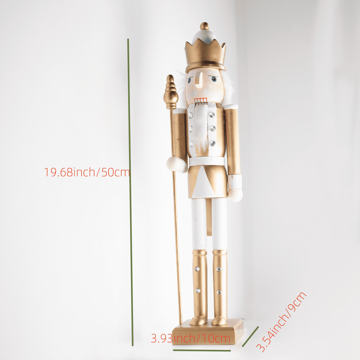 20 inch Golden Xmas Nutcracker Christmas Decoration Wooden Decorative Nutcracker Xmas King Doll