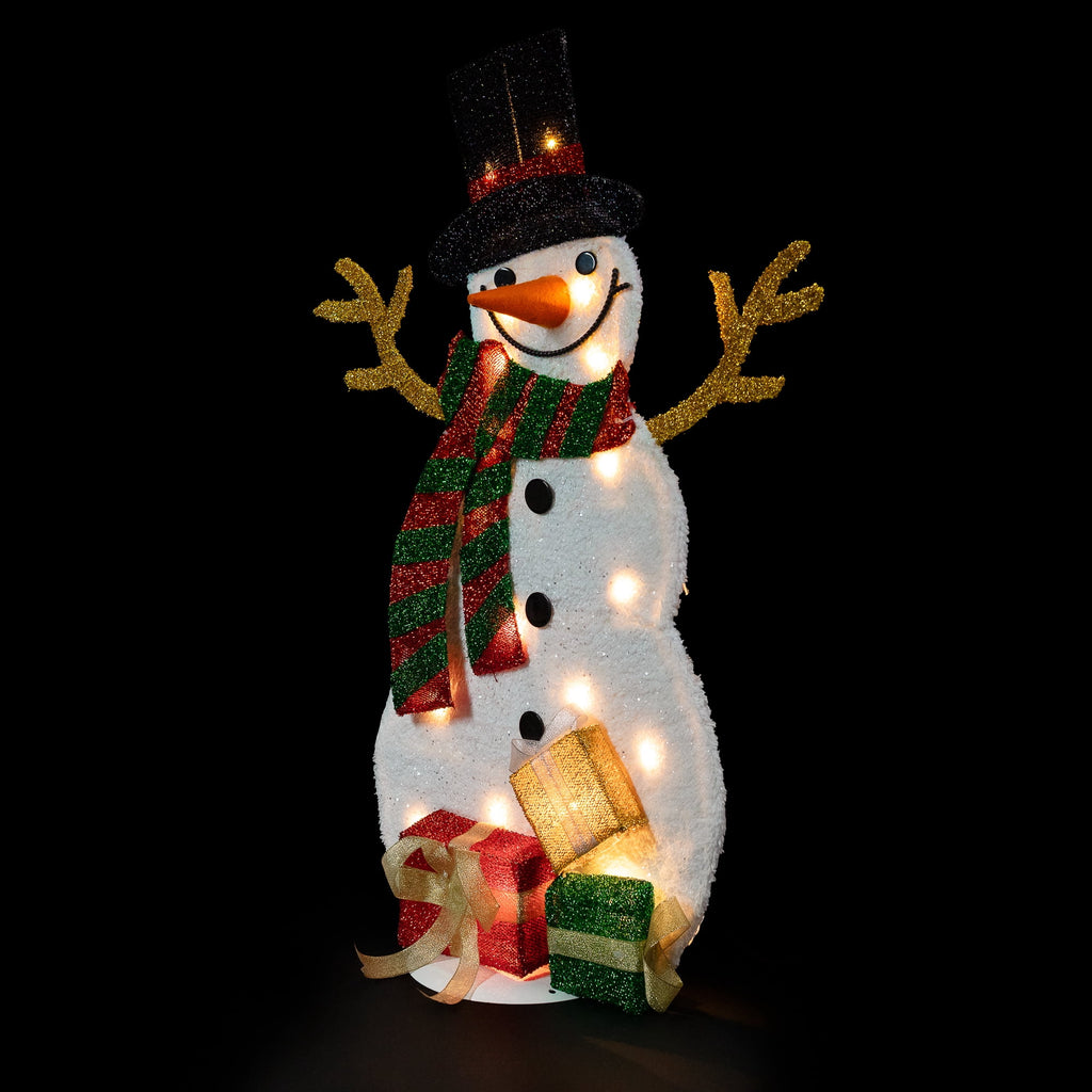 Northlight Lighted Smiling Snowman with Gifts Outdoor Christmas Decoration - 31" - Clear Lights