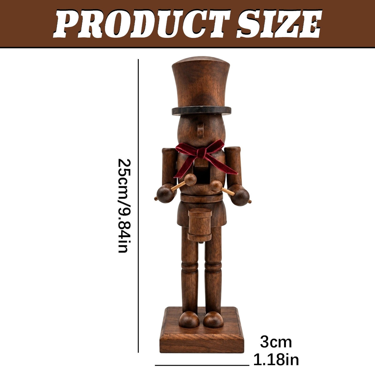 Wooden Nutcracker Figurine 15" Painted Christmas Soldier Statue – Traditional Holiday Decor for Mantel Shelf Floor Corner – Brown 1-Piece