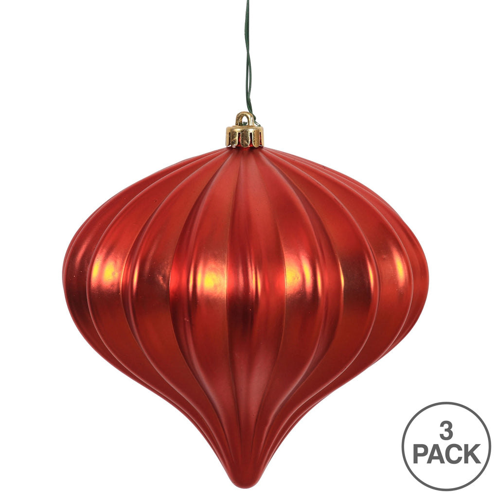 Vickerman 5.7" Burnished Orange Matte Onion Christmas Ornament, UV treated, Set of 3