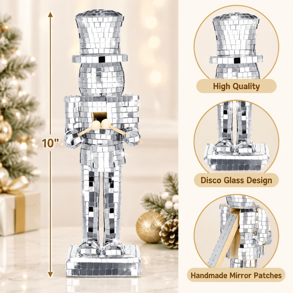 10 Inch Mirrored Wooden Soldier Nutcracker Christmas Decoration