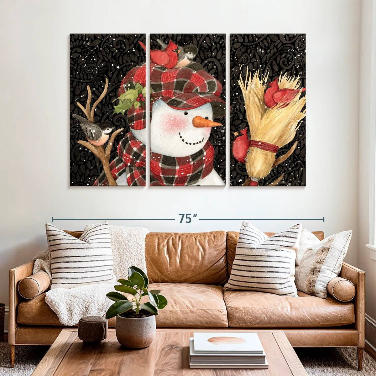 Elephant Stock Moonlit Skaters Wall Art - Horizontal Multi Panel Canvas - Living Room Wall Decor - Holiday Multi Panel - Blue And White Decor By Marilyn Dunlap - 74" x 48"