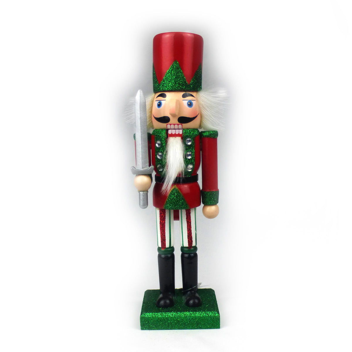 10" Nutcracker Christmas Decoration (Set of 4) - Traditional Wooden Red & Green King, Soldier, & Drummer Styles. For Friends, Family, and Coworkers.