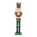 24" Decorative Red Green and Gold Wooden Christmas Nutcracker Drummer
