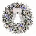 Pre-Lit Battery-Operated Snow-Flocked Hamilton Artificial Christmas Wreath, Green and White, 24", by Holiday Time