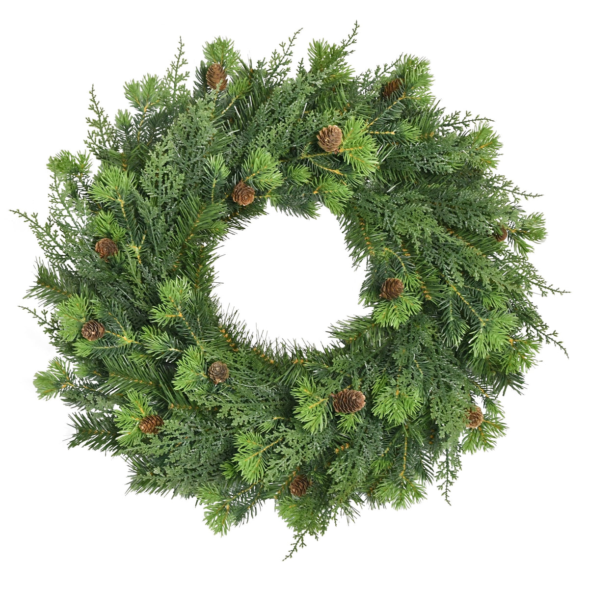 Sonoma Cypress with Pinecones Artificial Christmas Wreath, Green, 24", by Holiday Time