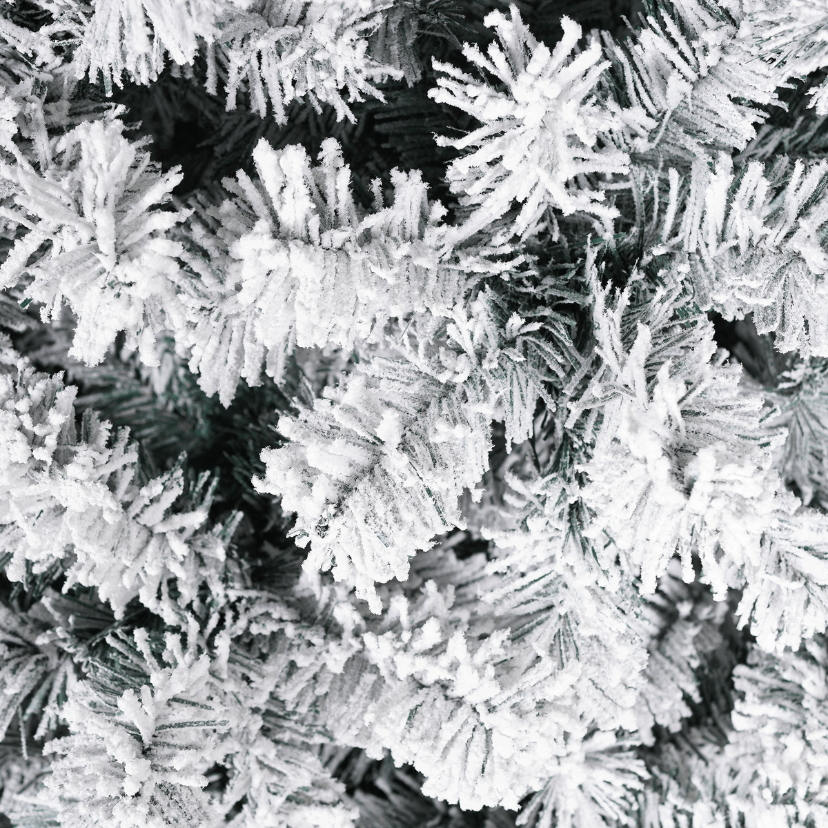 Yexmas 7.5ft Pre-Lit Snowflake Flocked Christmas Tree,8 Modes LED Lights,Artificial Xmas Tree with Storage Bag